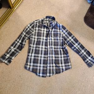 Express black grey plaid button up shirt